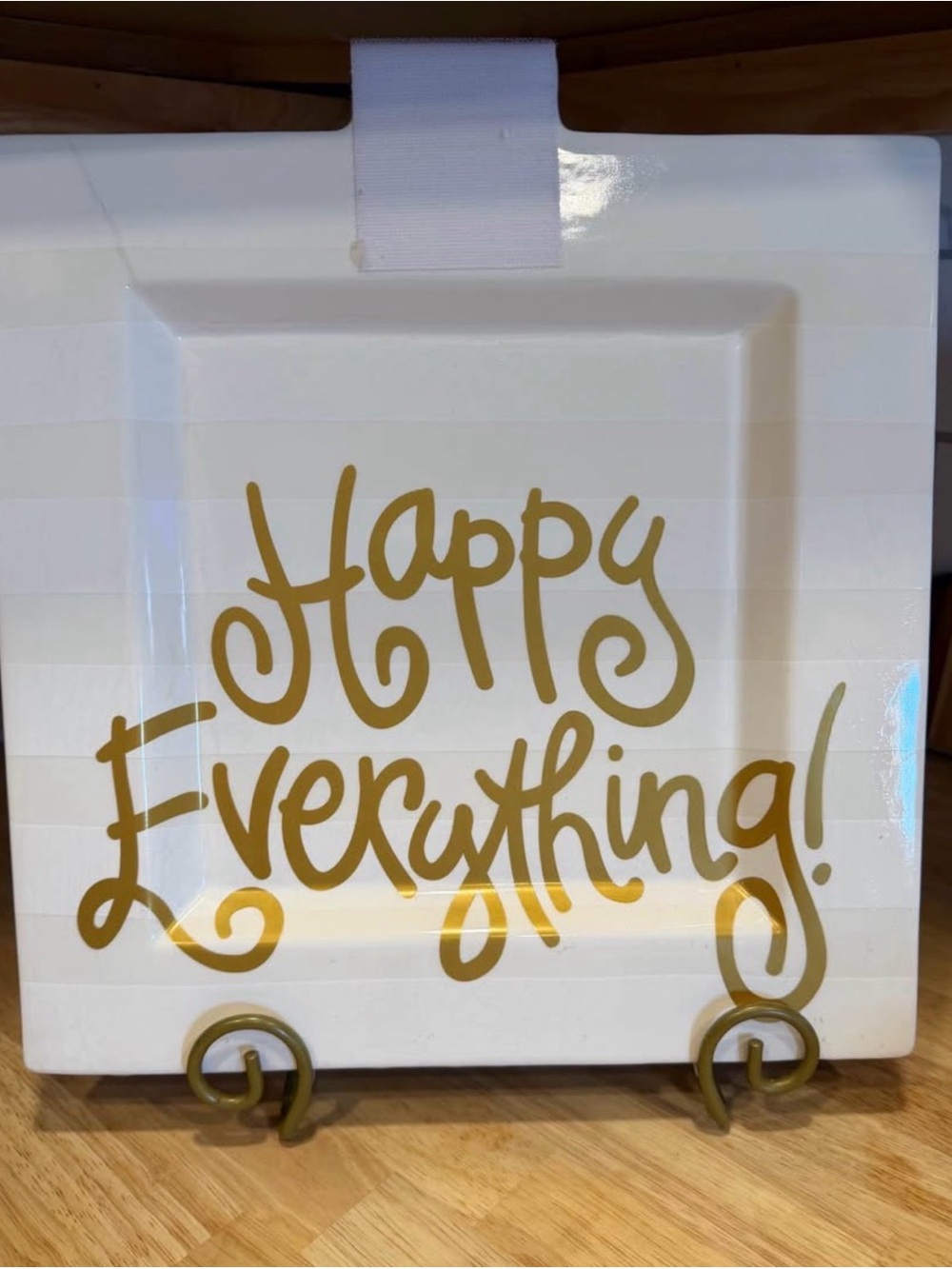 Large Happy Everything! White and Gold Decorative Party Plate